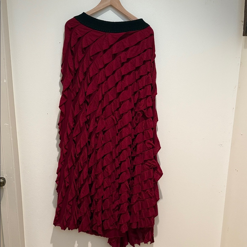 Free People Crimson Ruffled A-Line Skirt